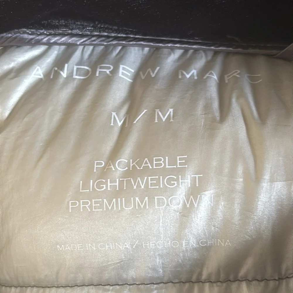 Andrew Marc | Women's silver puffer coat jacket - Picture 3 of 10